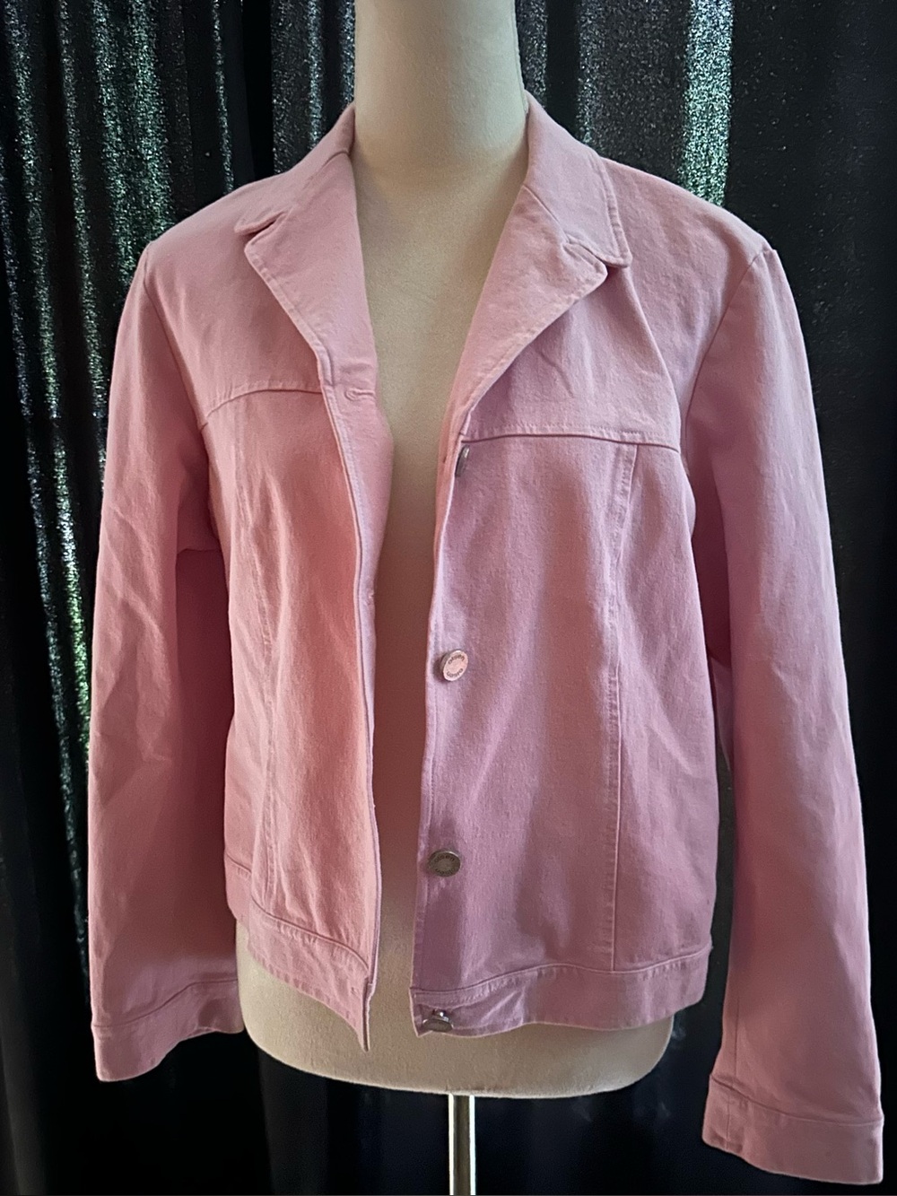 Women's Pink Jean Jacket - Casual Button-Front Coat